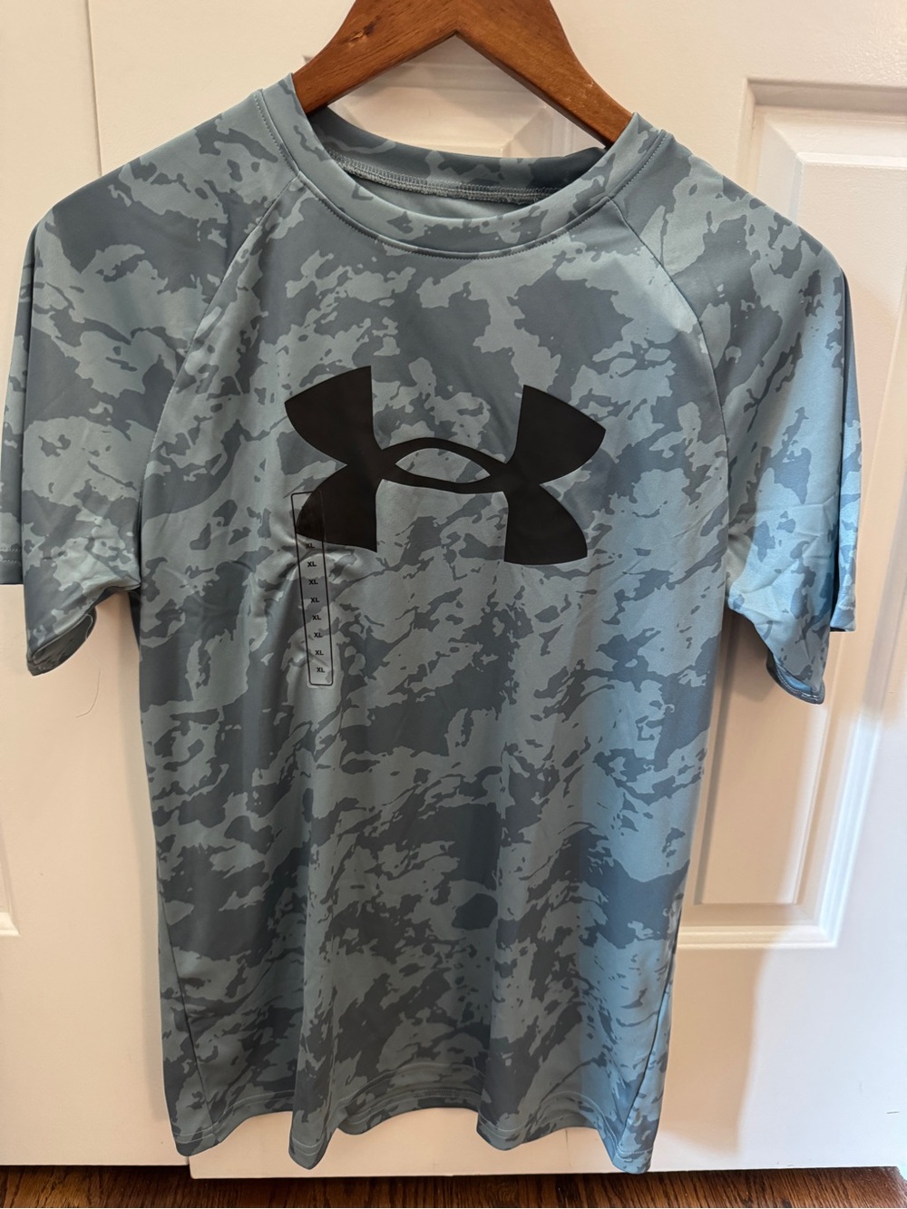 Under Armour Boys Grey-Blue Camouflage Short Sleeve Performance Tee